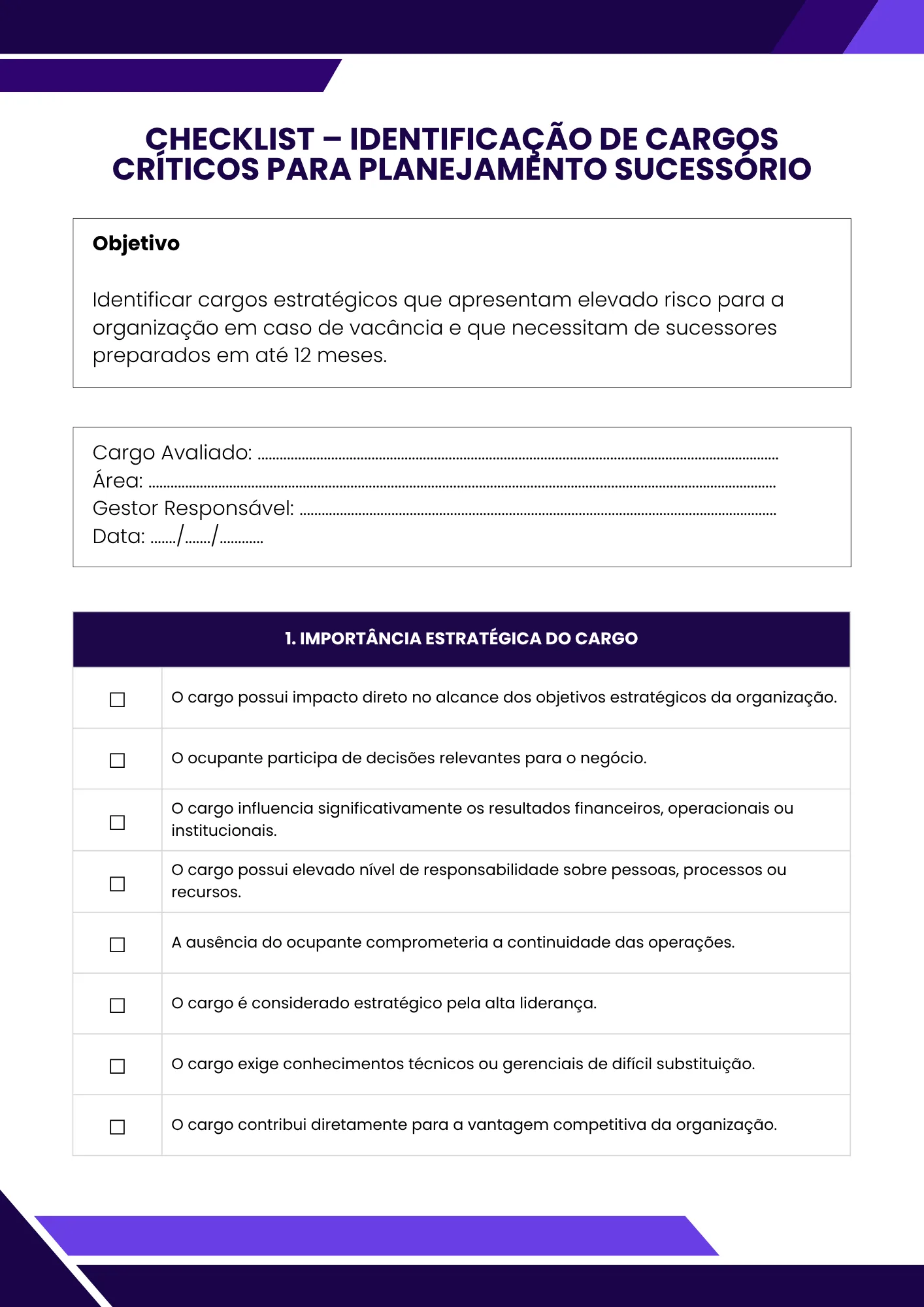 Checklist de Cargos Críticos